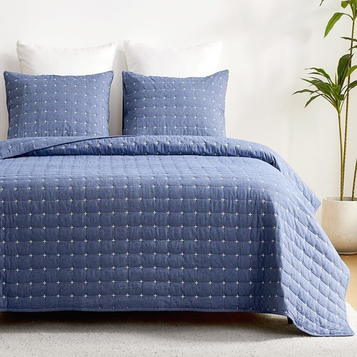 Tagesdecke baumwolle blau - tagesdecke,